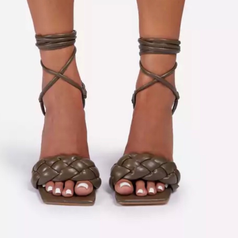Olive Green Braided Strap Sandal